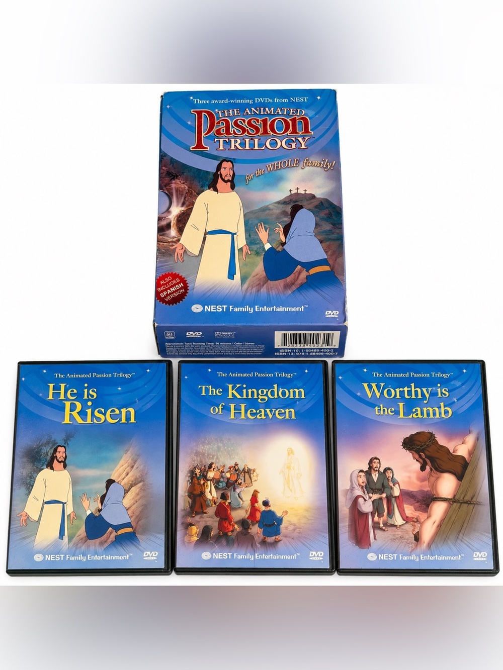 Kids Animated Passion Trilogy 3 DVD Set NEST He Is Risen Jesus Christian Tested